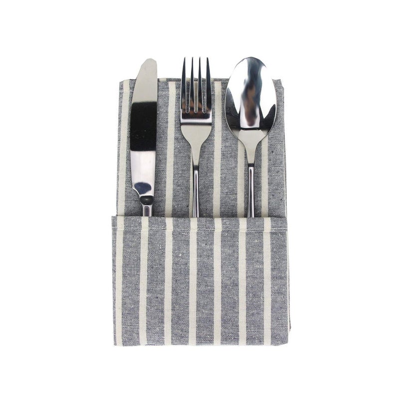 INFEI Broad Striped Cotton Blended Dinner Cloth Napkins - Set of 12 (40 x 30 cm) - for Events & Home Use (Navy) - Image 5
